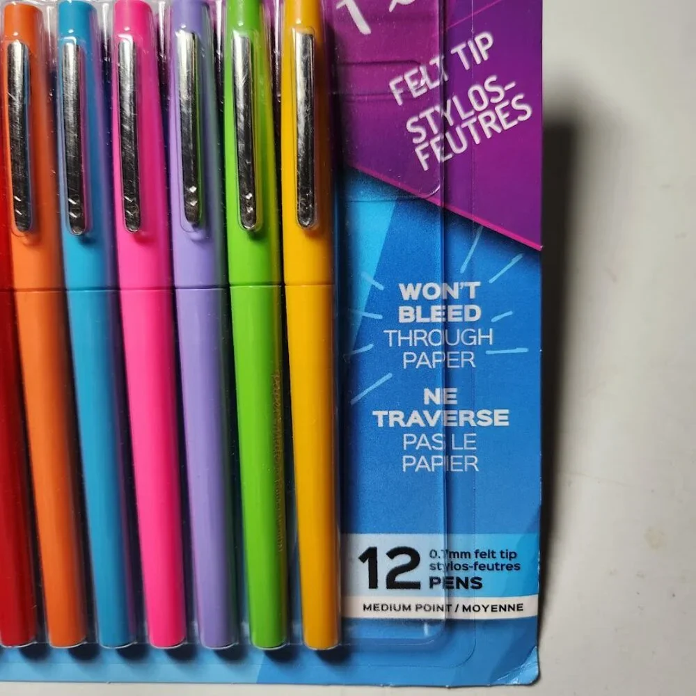 Paper Mate Flair Felt Tip Pens Medium Point (0.7mm) 12 count Markers New Ink col